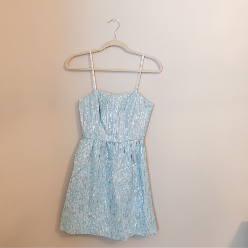 Lilly Pulitzer Metallic Blue Brocade Dress Size 0